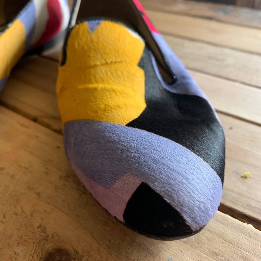 Viajiyu Flats made in Italy color blocked 90’s vibe loafers size 41 - Picture 4 of 7